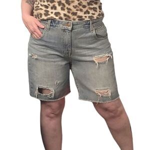 Mossimo High Rise Torn Bermuda Jean Shorts Size 12
